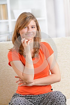 Woman sitting in home