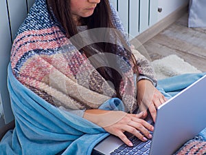 Woman sitting near the battery