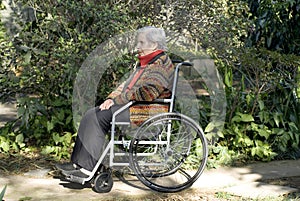 Woman Sitting Outside in Wheelchair - Horizontal