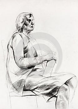 Woman sitting sketch