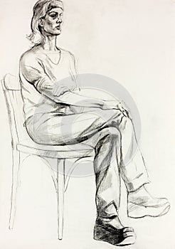 Woman sitting sketch