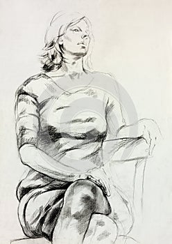 Woman sitting sketch