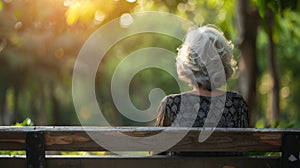 Woman Sitting on Wooden Bench in Park