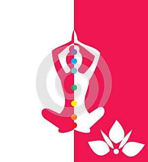 Woman sitting in yoga position - vector illustration