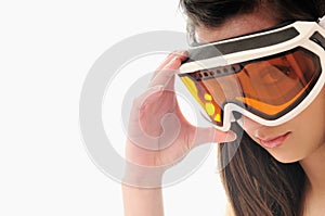 Woman ski glasses