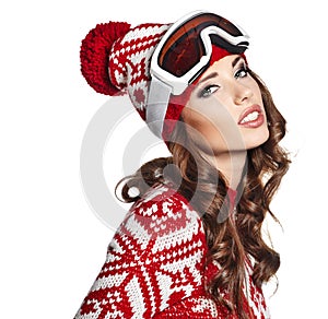 Woman with ski goggles