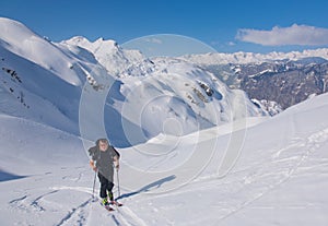 Woman ski touring