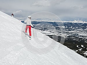 Woman skier ready for run down the hill