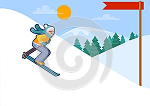 Woman skiing in mountans