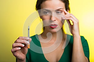 Woman with a skin care injection