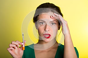 Woman with a skin care injection