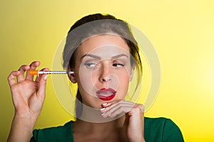 Woman with a skin care injection