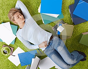 Woman sleeping on floor