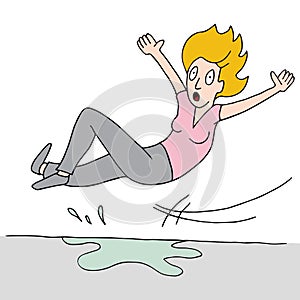 Woman Slips On Wet Floor photo