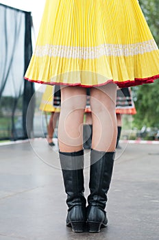 Woman of Slovak folk dance with colorful clothes