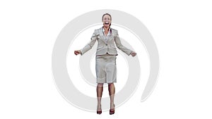 Woman in slow motion raising her arms