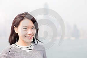 Woman smile in hongkong