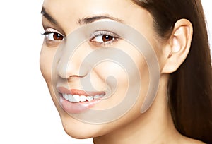 Woman smile. Teeth whitening. Dental care.