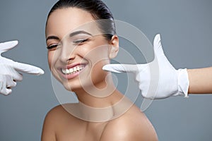 Woman smile. Teeth whitening. Dental care.