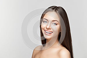 Woman smile. Teeth whitening. Dental care.