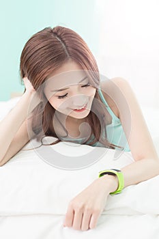 Woman Smile use smart watch