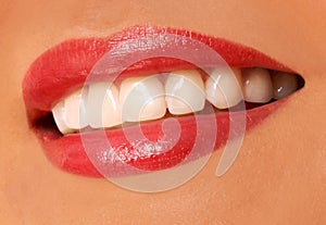 Woman smile. white teeth.