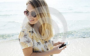 Woman smiling and chill out by the sea