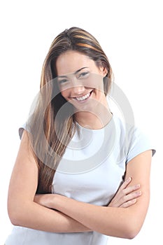 Woman smiling with a seductive glance photo