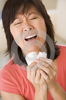 Woman Sneezing photo