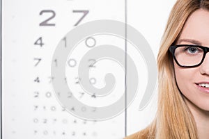Woman and snellen chart