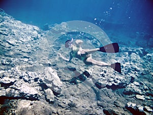 A woman snorkeling