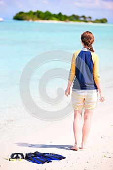 Woman with snorkeling equipment