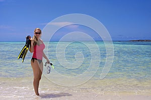 Woman Snorkeling in the Ocean