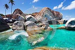 Woman snorkeling at tropical water