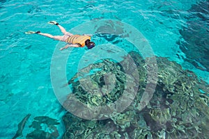 Woman snorkling at Similan Island .Andaman sea thailand, Great f photo