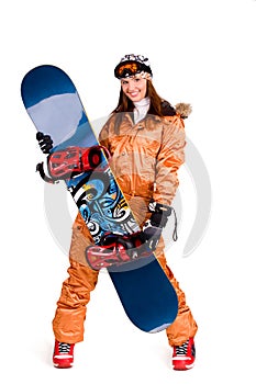 Woman with snowboard