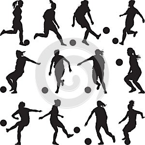 Woman soccer player silhouette