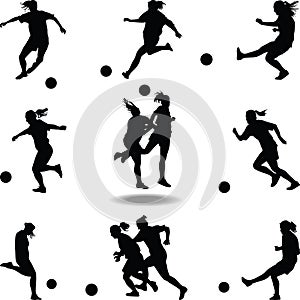 Woman soccer player silhouette vector