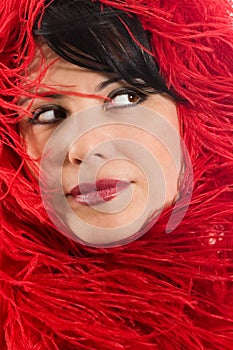 Woman in soft red material photo