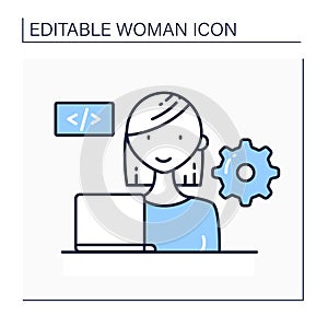 Woman software engineer line icon