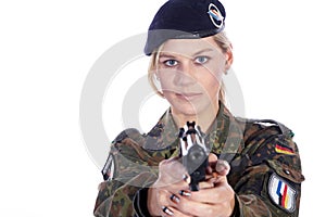 Žena vojak pištole 