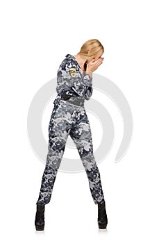 Woman soldier isolated