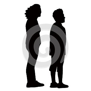 a woman and son, silhouette vector