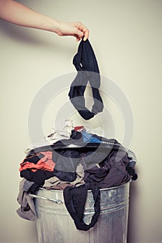 Woman sorting out her laundry