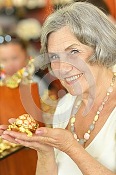 Woman at souvenir store