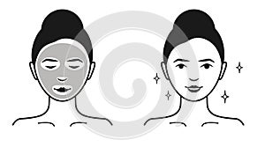 Woman with spa fase mask icon.