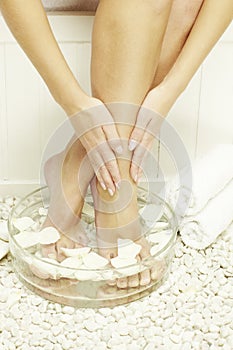 Woman spa pedicure