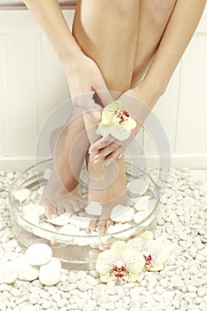 Woman spa pedicure