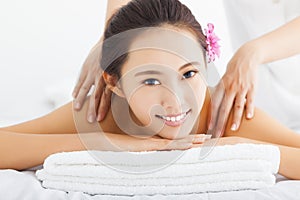 woman in spa salon getting massage