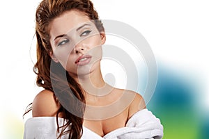 Woman before spa treatment photo